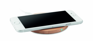 Logo trade promotional giveaways image of: Wireless charger bamboo 10W RUNDO +